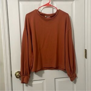 Madewell MWL Balloon-Sleeve Crewneck Terra Cotta Rust Size Medium